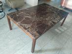 salontafel donkergeaderd marmer - vintage jaren 70, Huis en Inrichting, Tafels | Salontafels, Ophalen, Gebruikt, 100 tot 150 cm