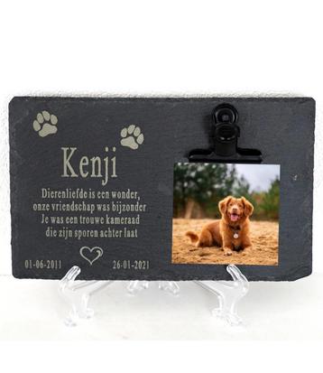 Leisteen Gedenksteen voor Hond of Kat met Foto, Naam, Tekst, Enlèvement ou Envoi, Neuf