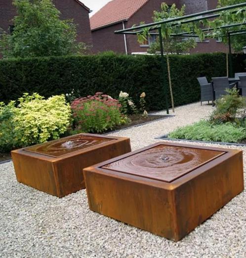 Cortenstalen watertafels. Alu gelakte watertafels, Tuin en Terras, Waterpartijen en Fonteinen, Nieuw, Waterornament, Overige materialen