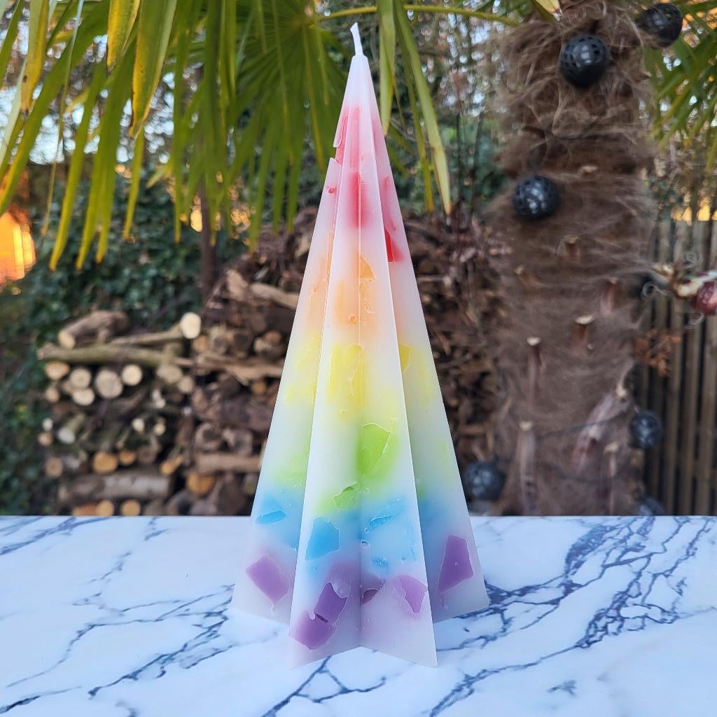 Bougie, étoile, bougie étoile, bougie pyramide, arc-en-ciel, Maison & Meubles, Accessoires pour la Maison | Bougeoirs & Bougies