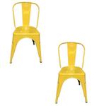 Lot de 2 chaises Fleda en métal style industriel jaune, Maison & Meubles, Chaises, Enlèvement, Comme neuf, Métal