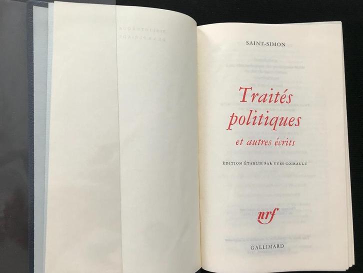 Saint-Simon- Traités politiques et autres écrits -La Pléiade, Boeken, Overige Boeken, Nieuw, Ophalen of Verzenden