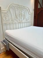 Bed Ikea, twijfelaar, wit, metaal, 140 x 200, Huis en Inrichting, Slaapkamer | Bedden, Ophalen, Wit, 140 cm, Zo goed als nieuw