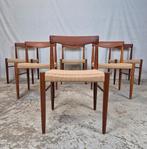 H.W. Klein, Bramin vintage Deense stoelen nieuw papercord, Ophalen