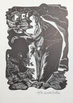 André Billen - linogravure - Jésus avec un poulet, Enlèvement ou Envoi