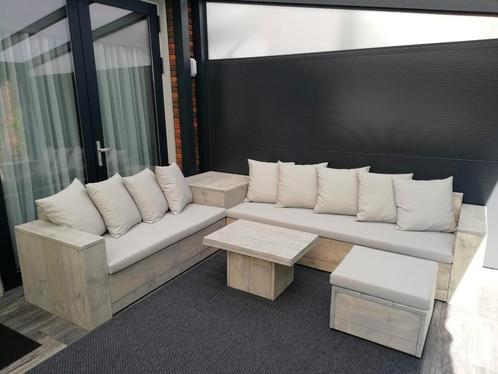 Loungeset loungehoek bank steigerhout loungezetel maatwerk, Tuin en Terras, Picknicktafels, Hout, Ophalen of Verzenden