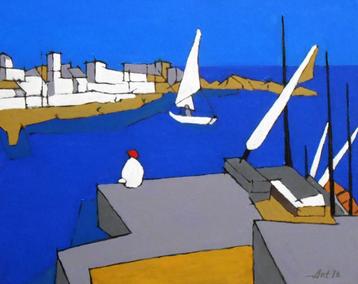 "Ergens aan de kust..." Een origineel schilderij   beschikbaar voor biedingen