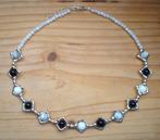 Ketting witte jade, howliet en blackstone, Verzenden, Nieuw, Steen of Mineraal, Met edelsteen
