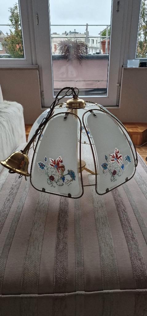 suspension - lustre, Maison & Meubles, Lampes | Lustres, Utilisé, Verre, Métal, Enlèvement