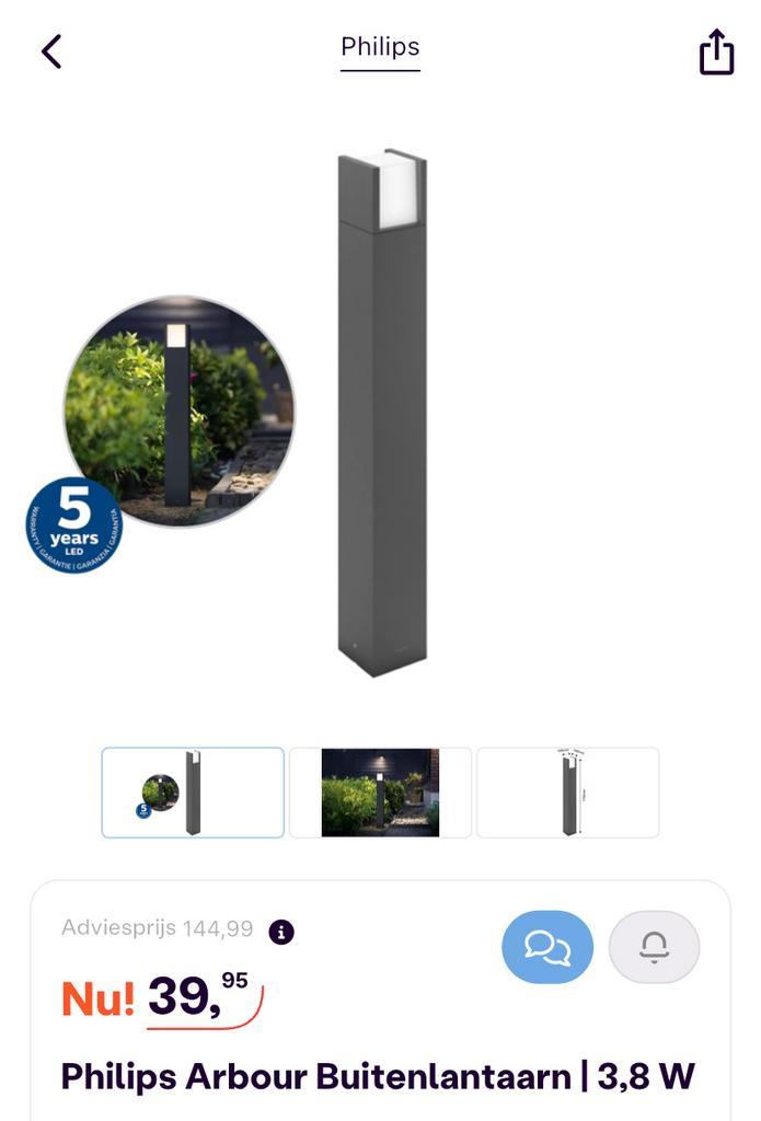 Tuinlampen Philips met led. Antraciet. 77 cm H en 10 op 10 B, Tuin en Terras, Buitenverlichting, Nieuw, Netvoeding, Led, Ophalen