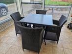 4 wicker tuinstoelen en tafel, Tuin en Terras, Tuinstoelen, Ophalen, Gebruikt, Wicker