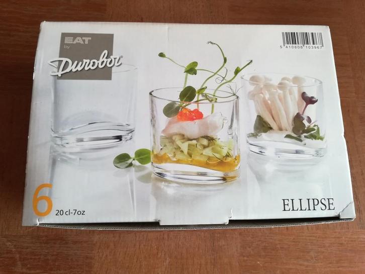 Durobor 6 grote ovale amuse glaasjes 20 cl, Huis en Inrichting, Keuken | Servies, Nieuw, Glas of Glazen, Effen, Glas, Ophalen of Verzenden