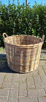 Vintage panier rond en rotin avec anses XXL, Ophalen, Mand, Rond, Zo goed als nieuw