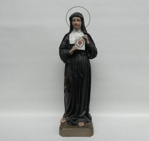 "H.Margaretha Maria Alacoque, houten beeld 19de eeuw, Antiek en Kunst, Antiek | Religieuze voorwerpen, Ophalen