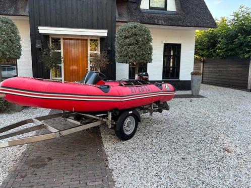 Zodiac Rubberboot met 25pk motor en rvs trailer, Watersport en Boten, Motorboten en Motorjachten, Zo goed als nieuw, Aluminium
