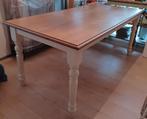 Tafel in hout, witte poten, houten top, Maison & Meubles, Tables | Tables mange-debout, Enlèvement