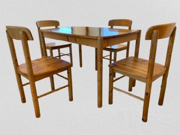 Salle à manger en bois de pin dans le style deDaumiller, Enlèvement ou Envoi, Utilisé, Design, 4 à 6 chaises