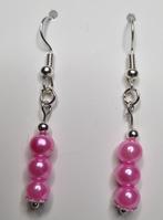 Oorbellen — Trio van parelroze parels, Hangers, Nieuw, Ophalen of Verzenden, Roze