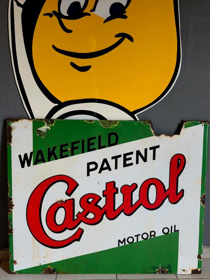 Emaille reclamebord Castrol, Verzamelen, Merken en Reclamevoorwerpen, Gebruikt, Reclamebord, Ophalen
