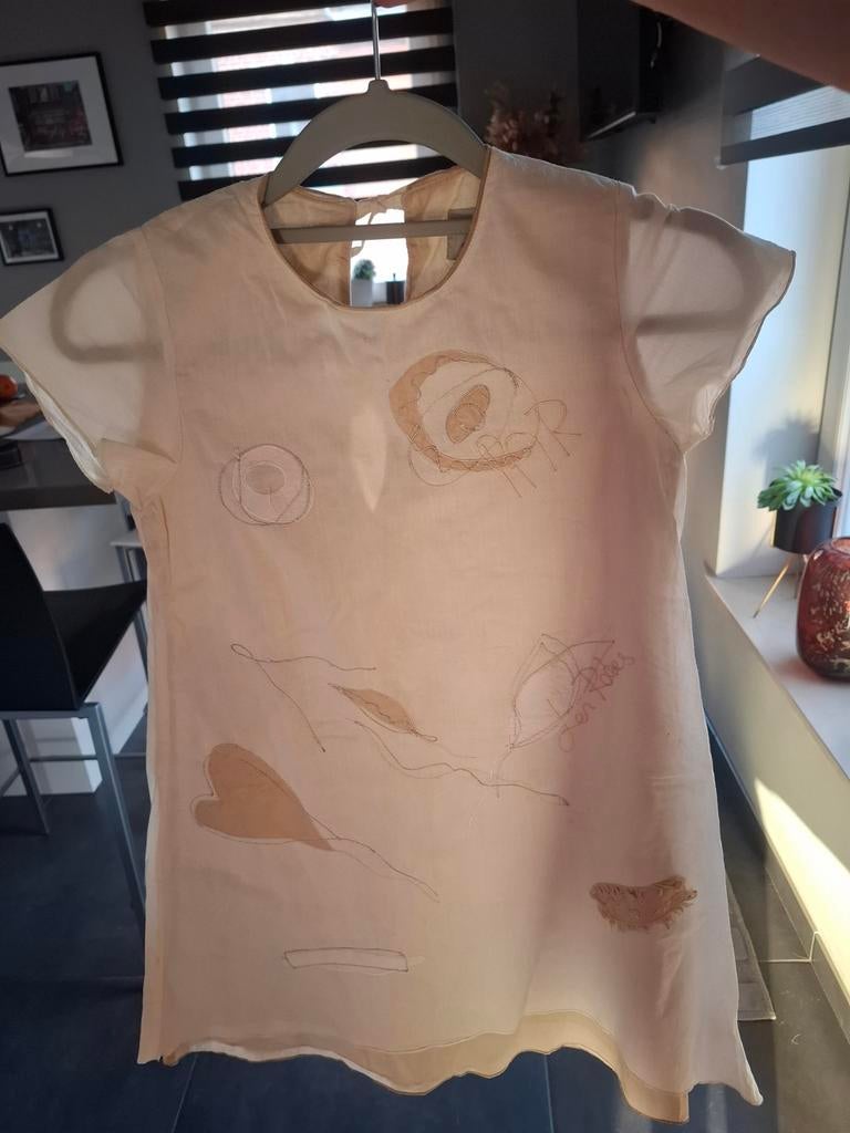 Mooie beige jurk Eliane en Lena 8 jaar oud communie, Zo goed als nieuw, Eliane et Lena, Meisje, Jurk of Rok