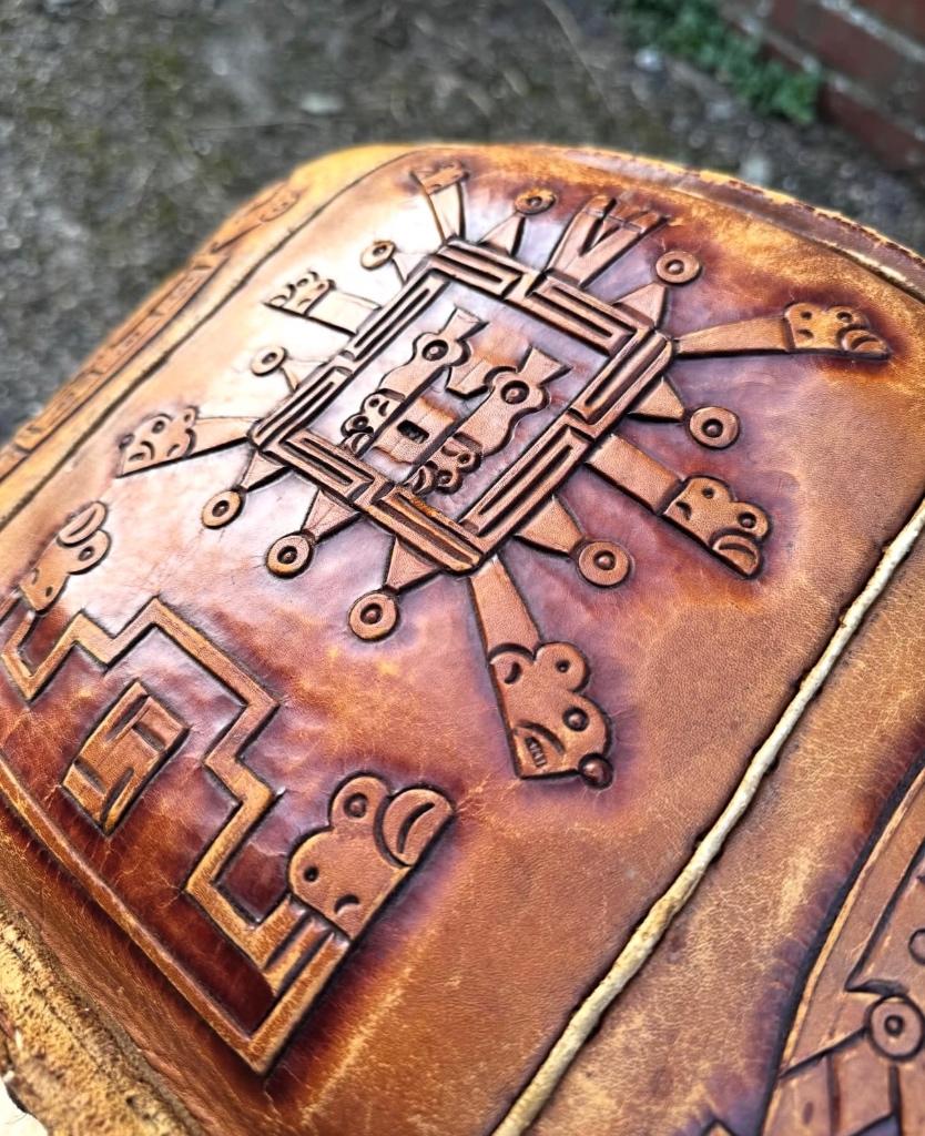 Vintage poef, Ophalen of Verzenden, Leer