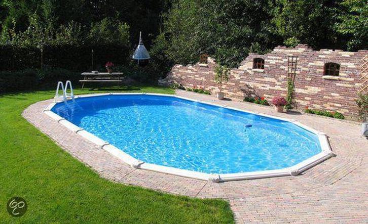 Stalen zwembad – opbouw/inbouw – complete set met toebehoren, Tuin en Terras, Zwembaden, Zo goed als nieuw, Inbouwzwembad, 120 cm of meer