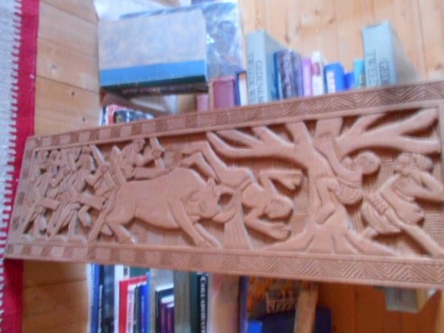 Yaoundé, Cameroun, scène de chasse à Sapelli, Antiquités & Art, Art | Art non-occidental, Enlèvement ou Envoi