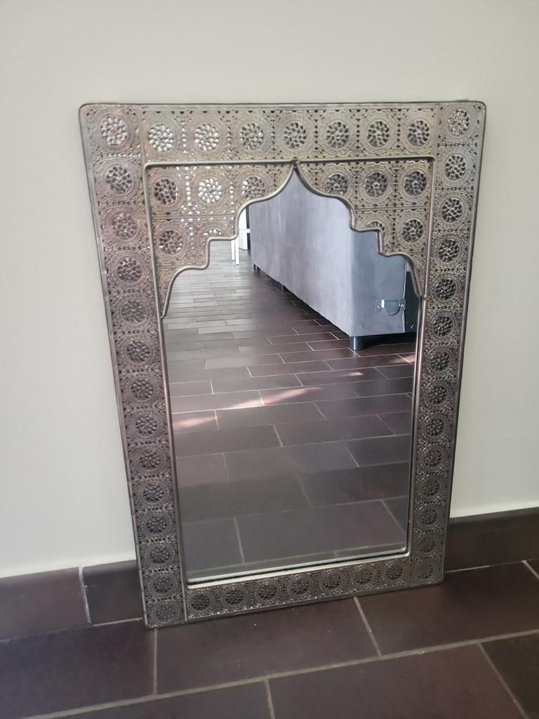 2 miroirs décoratifs style oriental cadre argent, Maison & Meubles, Enlèvement