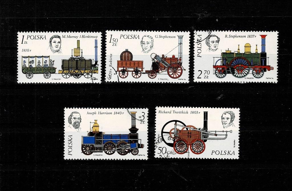 EUROPA POLEN TREINEN/UITVINDERS 5 POSTZEGELS GESTEMPELD, Ophalen, Polen, Gestempeld