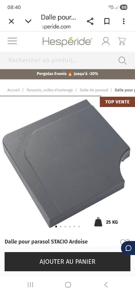 Dalles de parasol Stacio Ardoise, Tuin en Terras, Parasols, Ophalen, Nieuw, Minder dan 1 meter, Parasolvoet