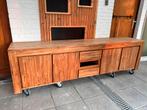 Tv- meubel / dressoir in Teak hout, Huis en Inrichting, Kasten | Dressoirs, Ophalen, Gebruikt, Teakhout, 200 cm of meer