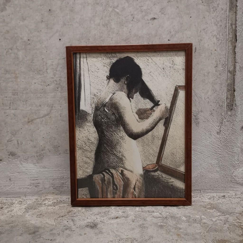 Jeune dame à sa coiffure (vers 1895-1910)-Armand Rassenfosse, Enlèvement, Eau-forte