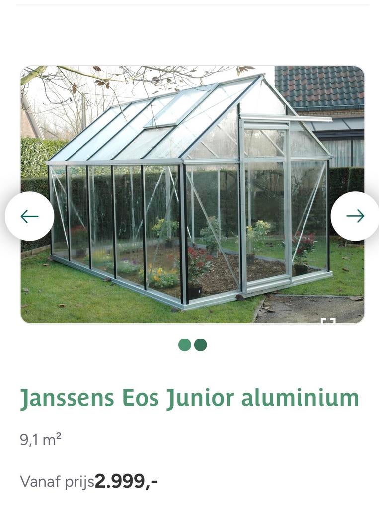 Serre Janssens Eos junior 9m2, Ophalen, Gebruikt, Kweekkas, Glas