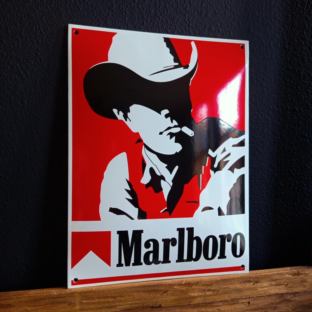Emaille Schild MARLBORO Reclamebord Tabak Sigaretten Vintage, Verzenden, Gebruikt, Reclamebord