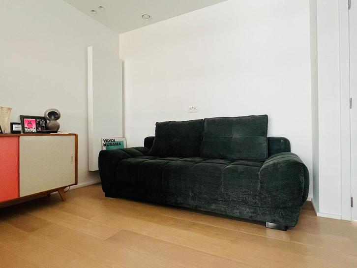 Canapé convertible trois places en tissu vert ferli, Maison & Meubles, Canapés | Salons, Comme neuf, Banc d'angle, Trois personnes