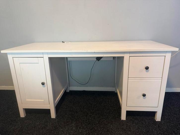 Wit bureau met lades en kastje, Huis en Inrichting, Bureaus, Zo goed als nieuw, Hout, Wit, Met lades, Ophalen of Verzenden