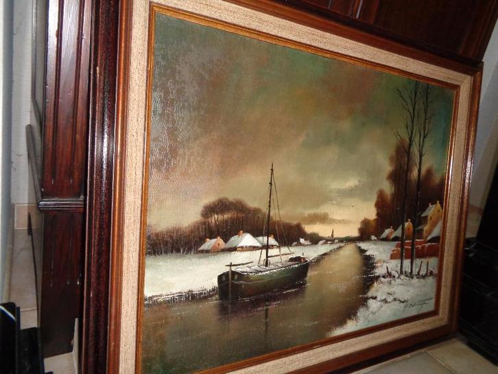 *H. Debeuf -Belle grande peinture -Mentionné au PIRON, BAS.., Antiquités & Art, Art | Peinture | Classique, Enlèvement ou Envoi