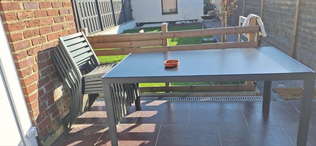 Table de jardin de marque sud en verre avec 6chaise, Enlèvement, Aluminium, Chaise
