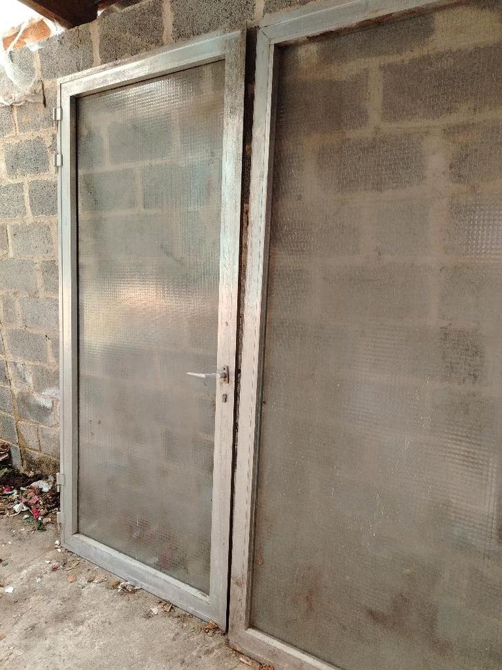 Deuren in alu, Doe-het-zelf en Bouw, Deuren en Vliegenramen, Gebruikt, Glas, Ophalen