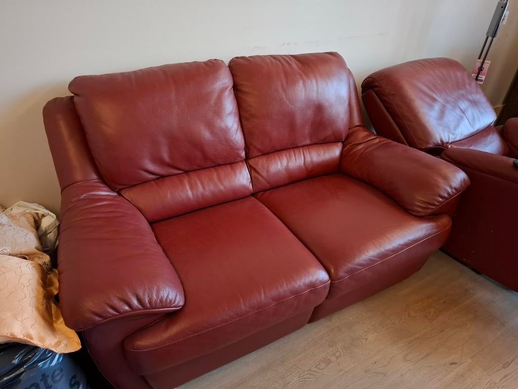 Lederen tweezit en 2 relaxzetels Natuzzi., Enlèvement