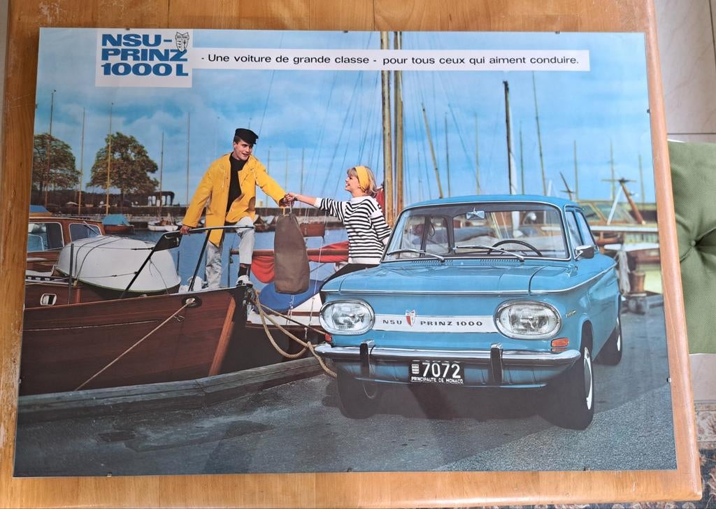 NSU TT - Prinz 1000 1ste reclameposter uit 1964-67 - A1, Ophalen of Verzenden