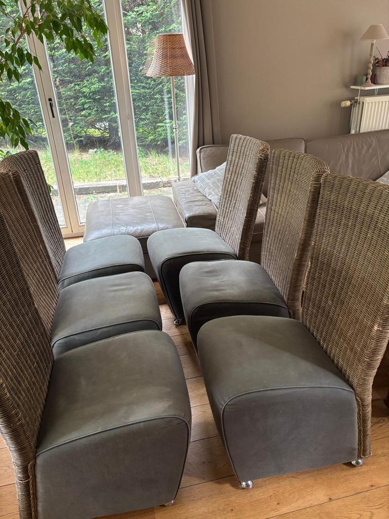 À DONNER 6 chaises en osier, Ophalen, Gebruikt, Riet of Rotan, Grijs