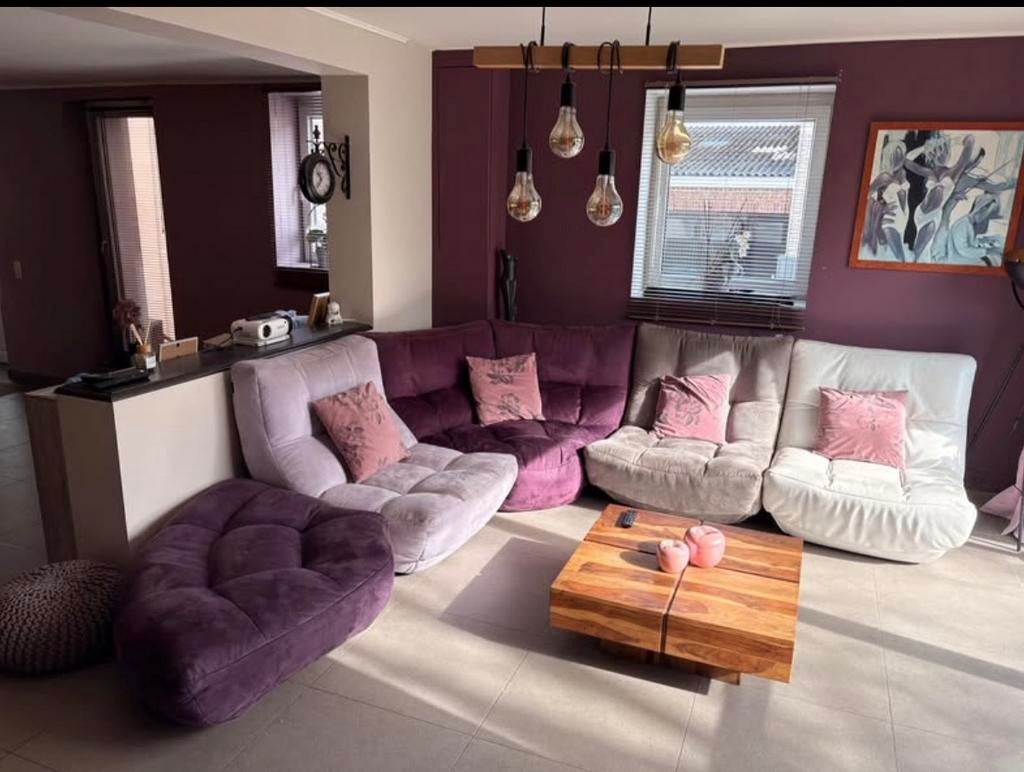 Salon Château d'Ax  (4 éléments en microfibre et 1 en cuir, Maison & Meubles, Canapés | Coins salons complets, Cuir, Tissus, Enlèvement