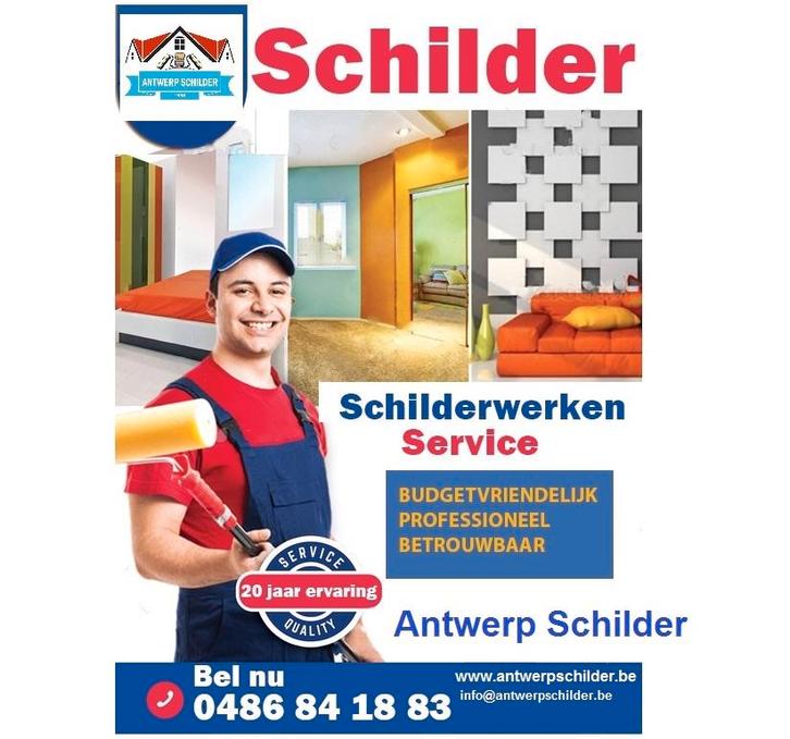 Schilder Antwerpen - Schilderwerken 0486841883, Diensten en Vakmensen, Schilders en Behangers, Behangen, Binnenschilderwerk, Buitenschilderwerk