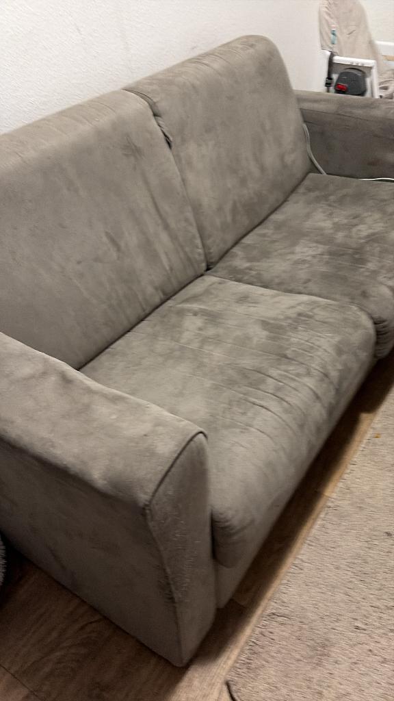 CANAPÉ CONVERTIBLE GRIS DAIM, Ophalen, Gebruikt, 150 tot 200 cm, Driepersoons