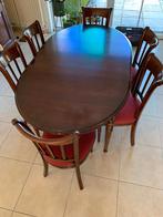 massief ovalen mahoniehouten tafel + stoelen, Ophalen, Gebruikt, 100 tot 150 cm, Klassiek