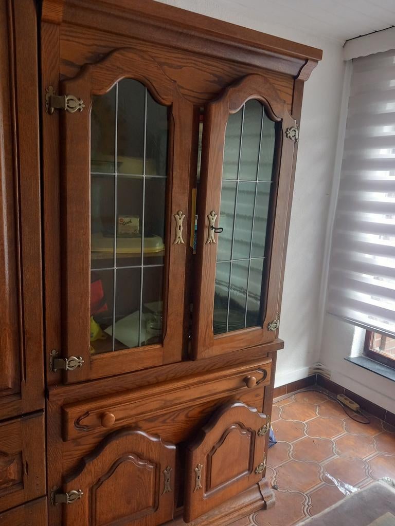 Eiken vitrine  kast vintage, Maison & Meubles, Armoires | Vitrines, Enlèvement