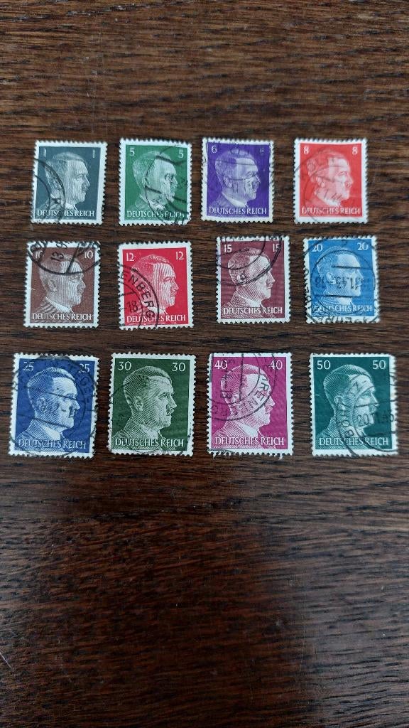 postzegels Deutsches Reich Hitler, Met stempel, Verzenden, Staatshoofden, Gestempeld