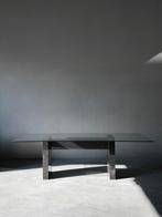 Vintage Brutalistische Eettafel - 1970 - Zwart Marmer & Glas, Huis en Inrichting, Tafels | Eettafels, Ophalen, Zo goed als nieuw