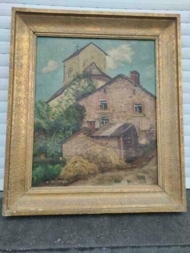 huile sur toile maison signe m opsomer, Ophalen of Verzenden